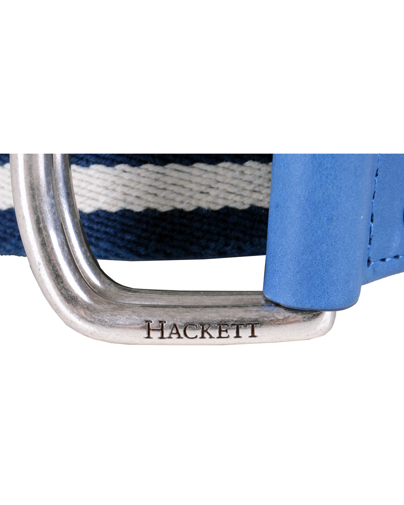 Herr | Hackett Washed D-Ring Belt 4 cm Navy/Ivory | Hackett | Washed D-Ring Belt 4 cm Navy/Ivory