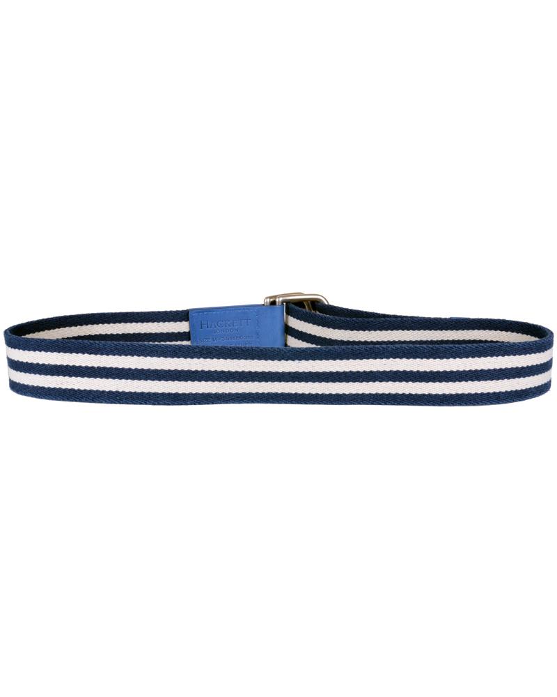 Herr | Hackett Washed D-Ring Belt 4 cm Navy/Ivory | Hackett | Washed D-Ring Belt 4 cm Navy/Ivory
