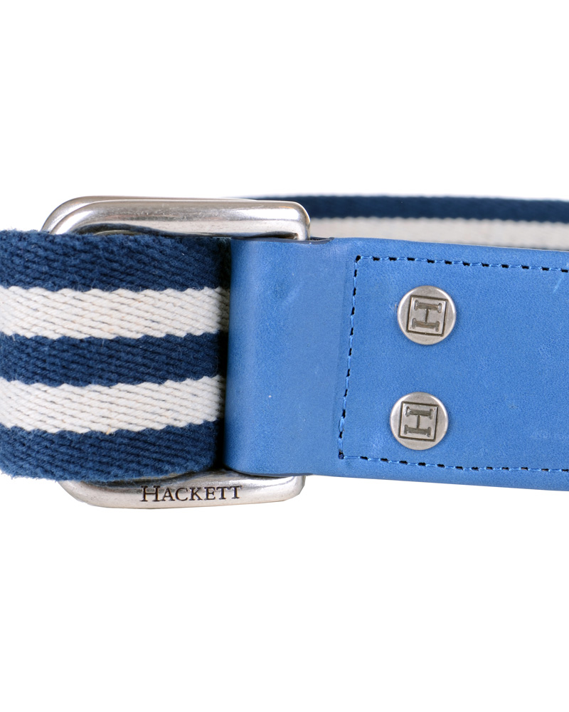 Herr | Hackett Washed D-Ring Belt 4 cm Navy/Ivory | Hackett | Washed D-Ring Belt 4 cm Navy/Ivory