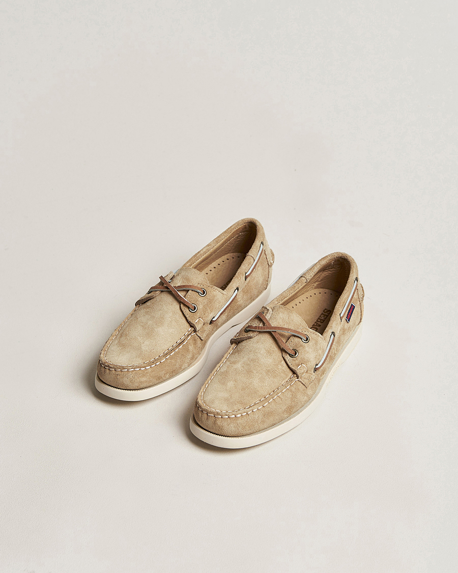 Herr | Mockaskor | Sebago | Docksides Suede Boat Shoe Beige Camel