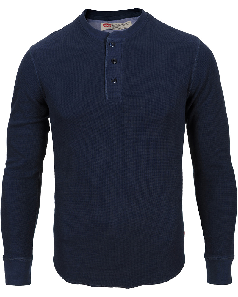 Herr | Tröjor | Levi's | Levis Long Sleeve Slim Waffle Henly Dress Blues