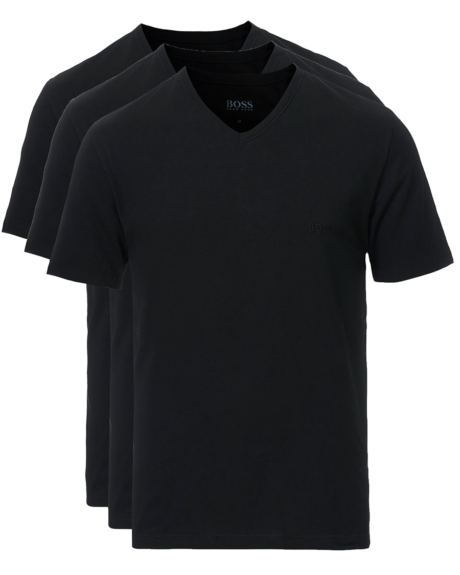 Herr | T-Shirts | BOSS BLACK | BOSS 3-Pack V-Neck T-Shirt Black