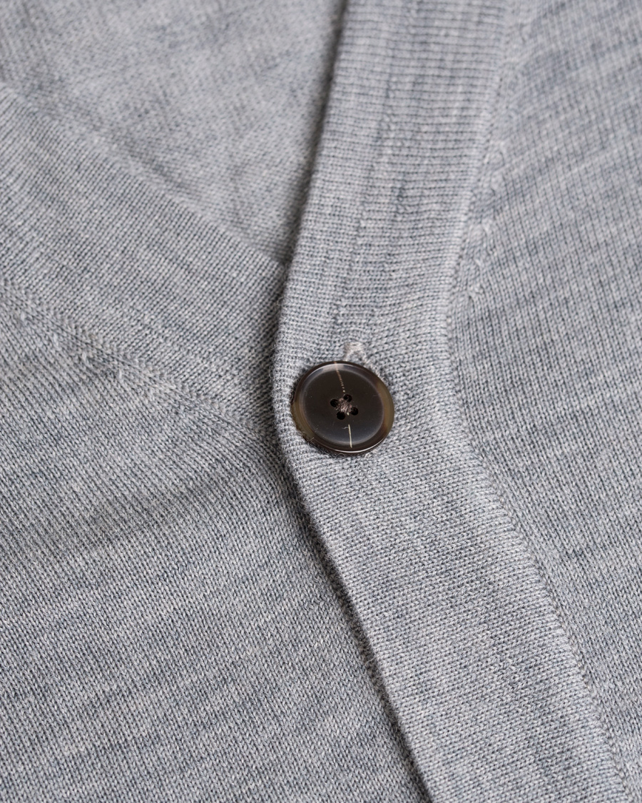 Herr | Tröjor | Filippa K | Fine Merino V-Neck Cardigan Grey Melange