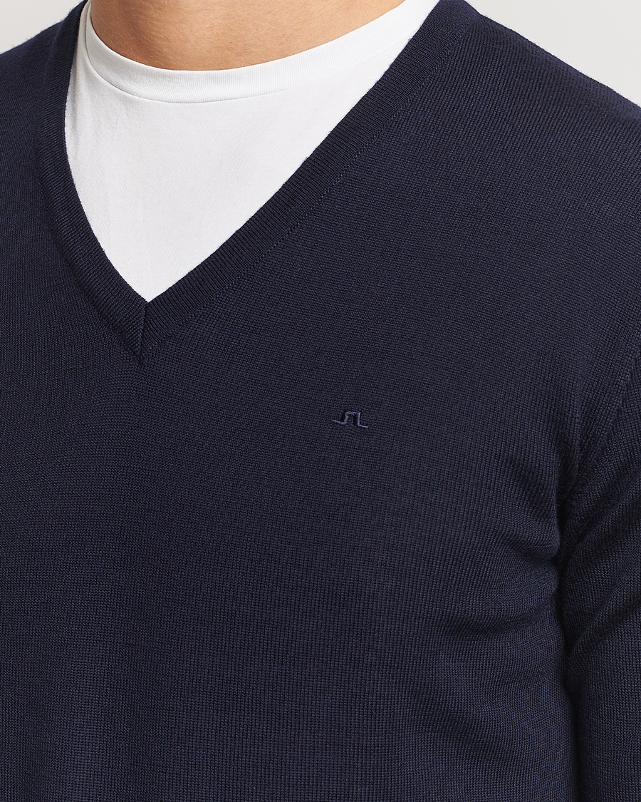 Herr | Tröjor | J.Lindeberg | Lymann True Merino V-Neck Pullover Navy