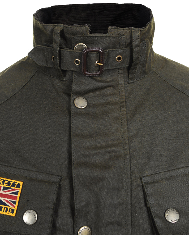 Hackett Wax Rally Jacket Olive Herr Care of Carl