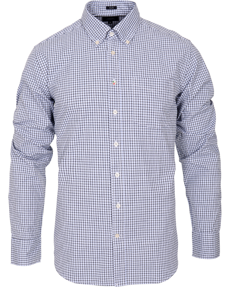 Herr | Skjortor | Boomerang | Trim Fit B.D Twill Check Shirt Cloud Blue