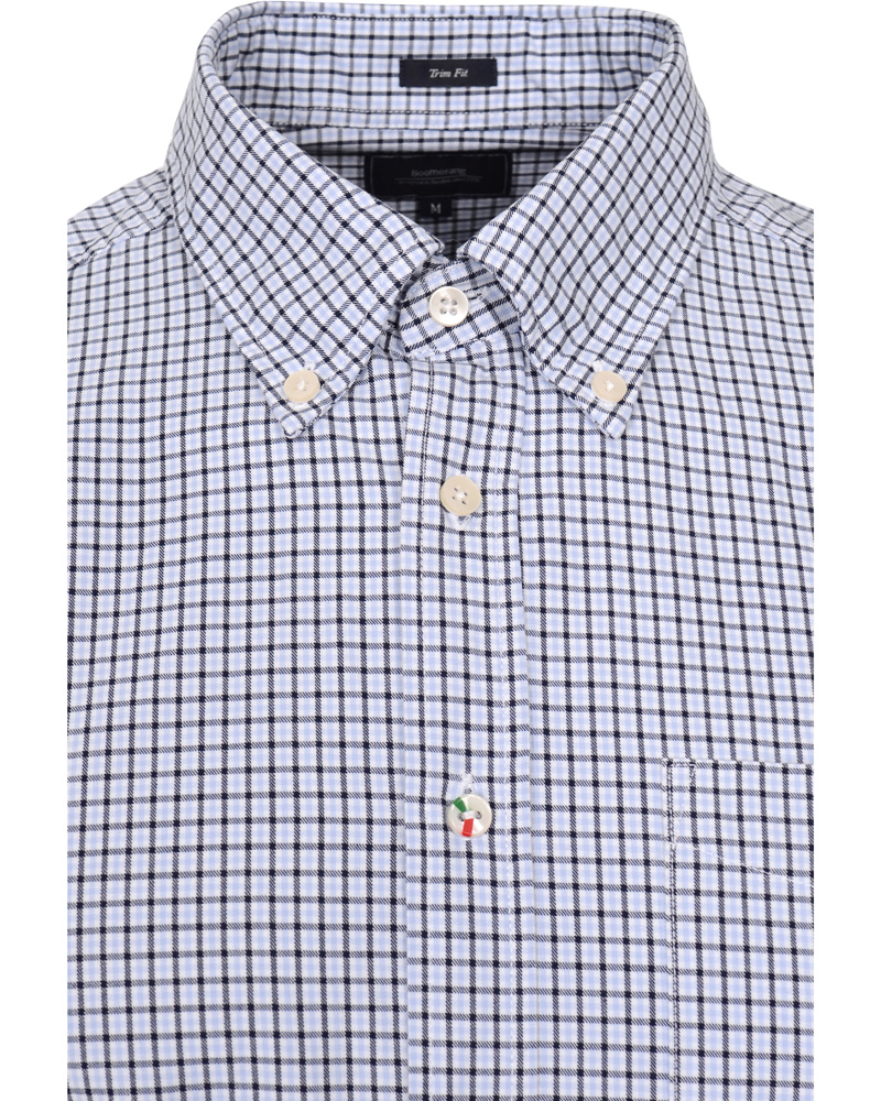 Herr | Skjortor | Boomerang | Trim Fit B.D Twill Check Shirt Cloud Blue