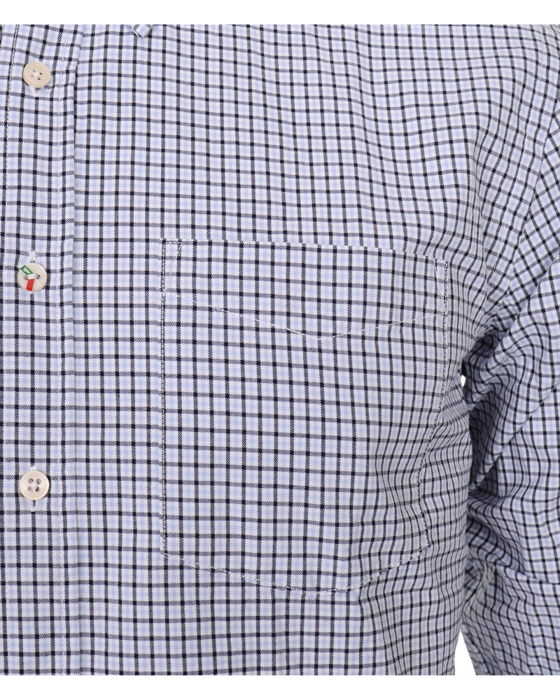 Herr | Skjortor | Boomerang | Trim Fit B.D Twill Check Shirt Cloud Blue