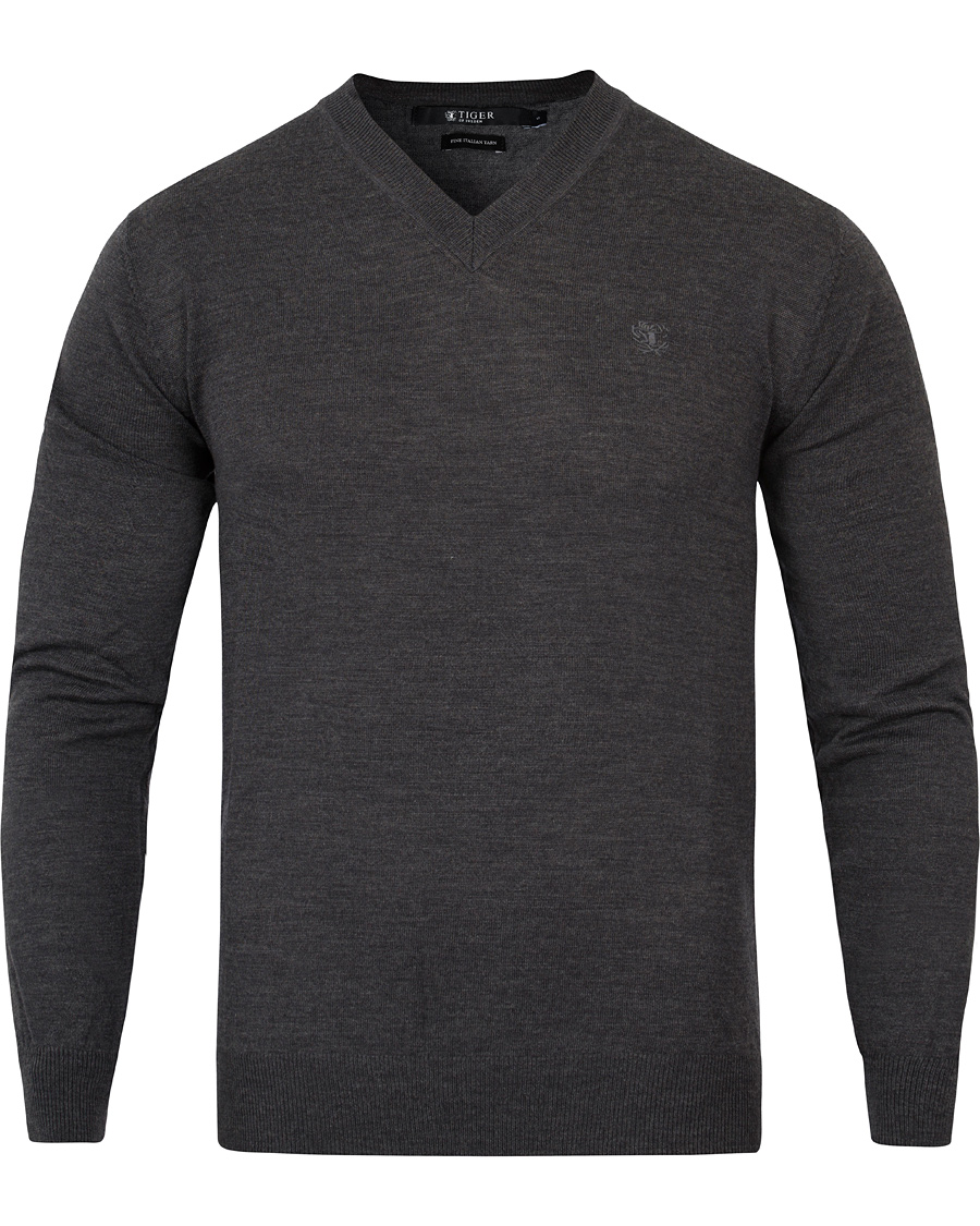 Herr | Tröjor | Tiger of Sweden | Harvard V-Neck Pullover Dark Grey