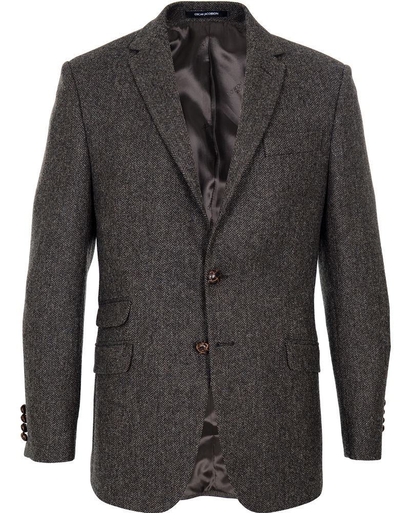 Herr | Kavajer | Oscar Jacobson | Fiore Tweed Jacket Dark Brown