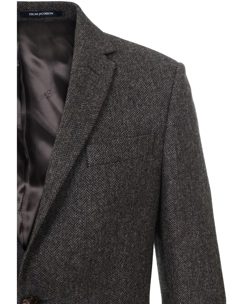 Herr | Kavajer | Oscar Jacobson | Fiore Tweed Jacket Dark Brown