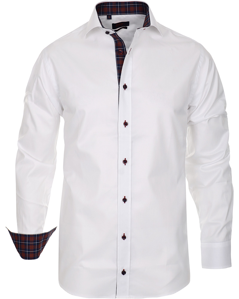 Herr | Skjortor | Oscar of Sweden | Slim Fit Skjorta Contrast Check White