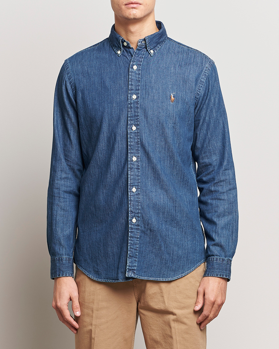 Herr | Jeansskjortor | Polo Ralph Lauren | Custom Fit Shirt Denim Dark Wash