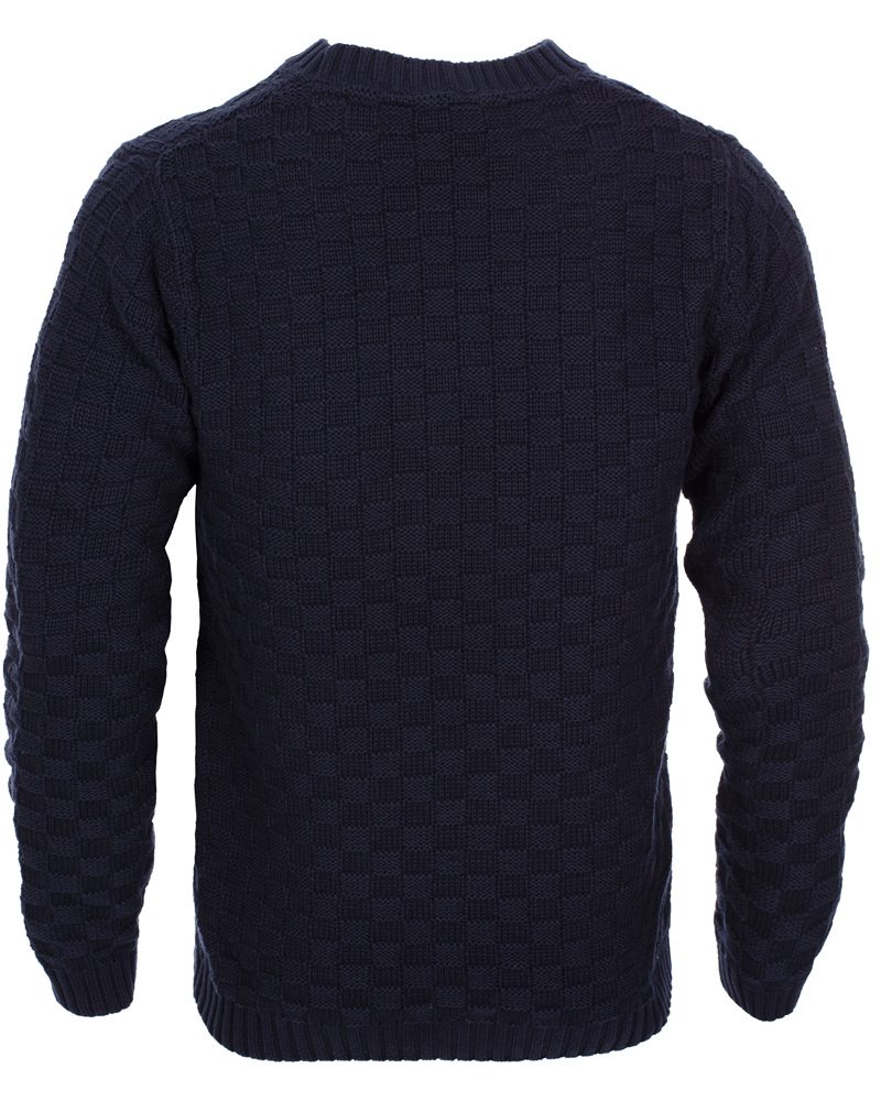 Herr | Tröjor | GANT | Cotton Basket Knit Crew Sweater Blue Iris