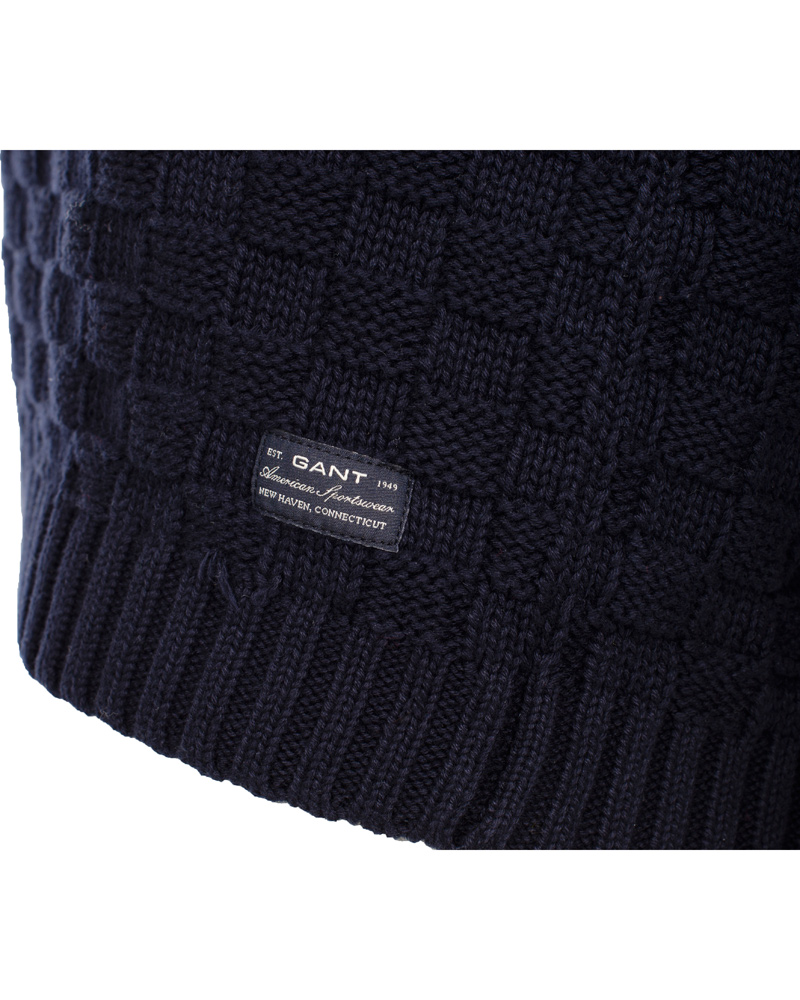 Herr | Tröjor | GANT | Cotton Basket Knit Crew Sweater Blue Iris
