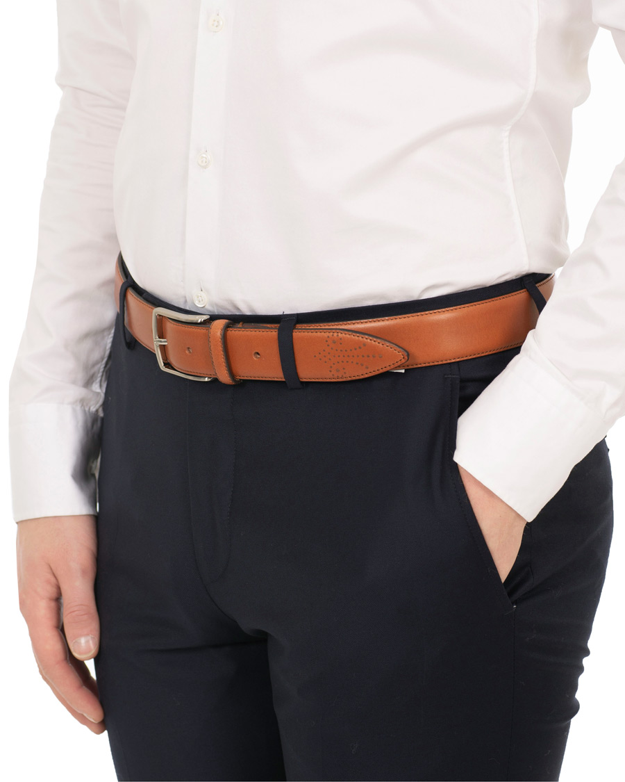 Herr | Oscar Jacobson Leather Belt 3,5 cm Brown | Oscar Jacobson | Leather Belt 3,5 cm Brown