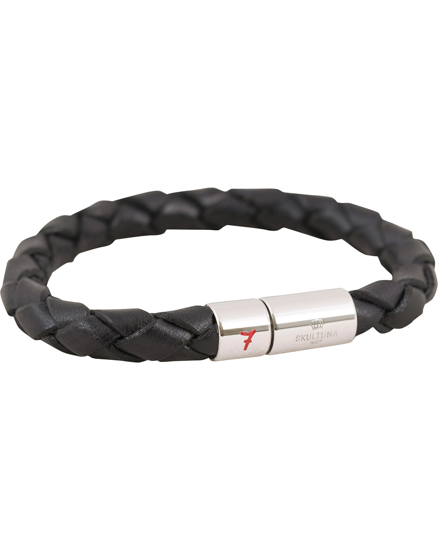 Herr | Skultuna Leather Bracelet Plaited 7 by Lino Ieluzzi Black M - 20cm | Skultuna | Leather Bracelet Plaited 7 by Lino Ieluzzi Black M - 20cm