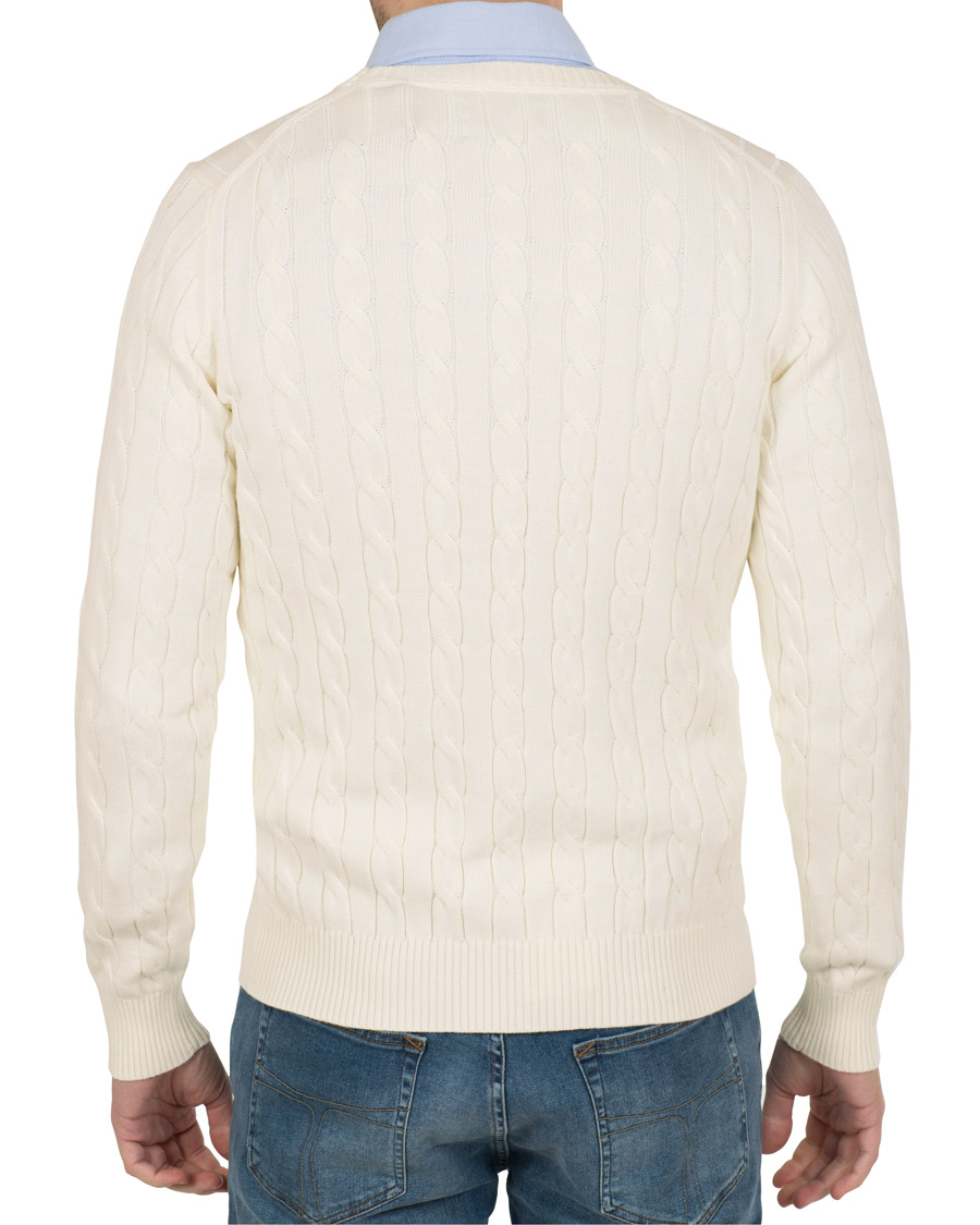 Herr | Tröjor | GANT | Cotton Cable Crew Pullover Cream