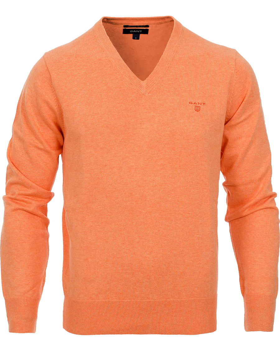 Herr | Tröjor | GANT | Light Weight Cotton V-Neck Pullover Carrot Melange