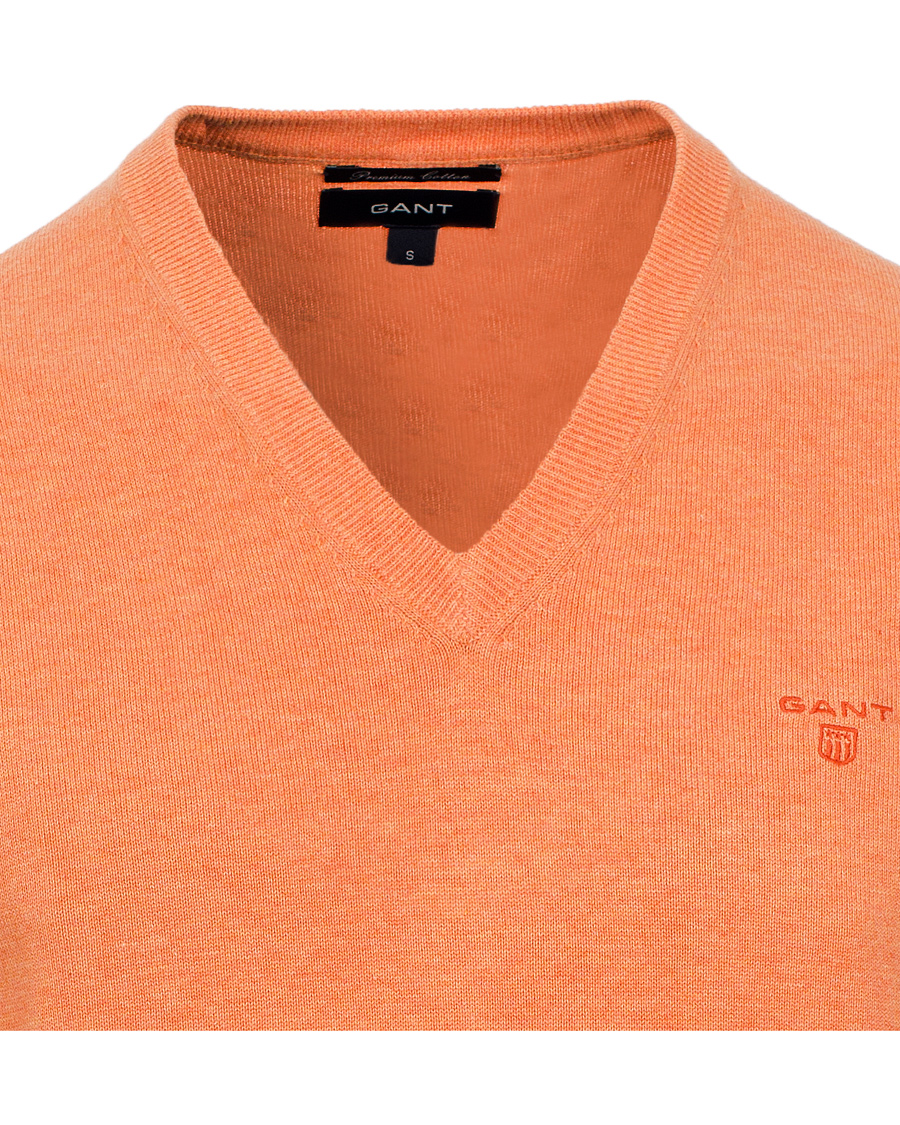 Herr | Tröjor | GANT | Light Weight Cotton V-Neck Pullover Carrot Melange