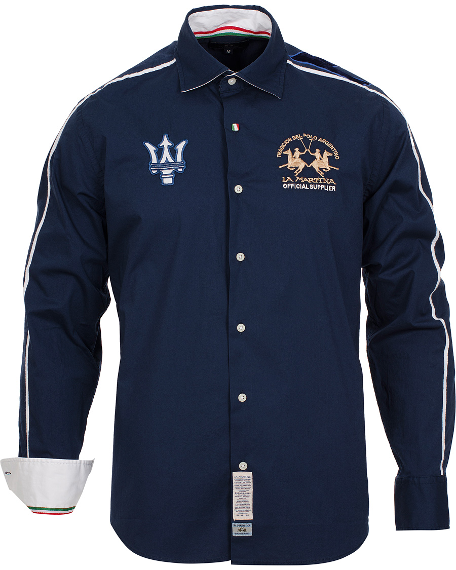 Herr | Skjortor | La Martina | Maserati Poplin Stretch Shirt Navy