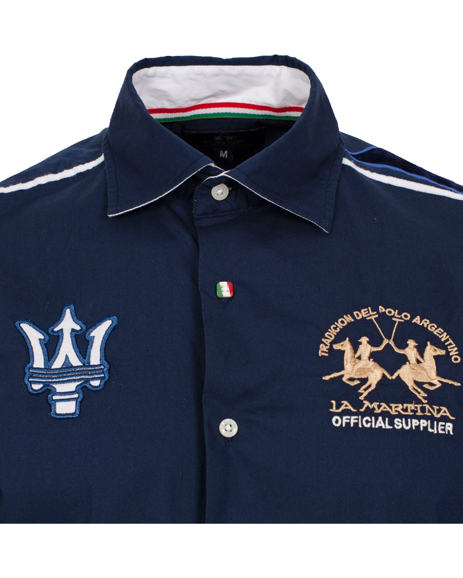 Herr | Skjortor | La Martina | Maserati Poplin Stretch Shirt Navy