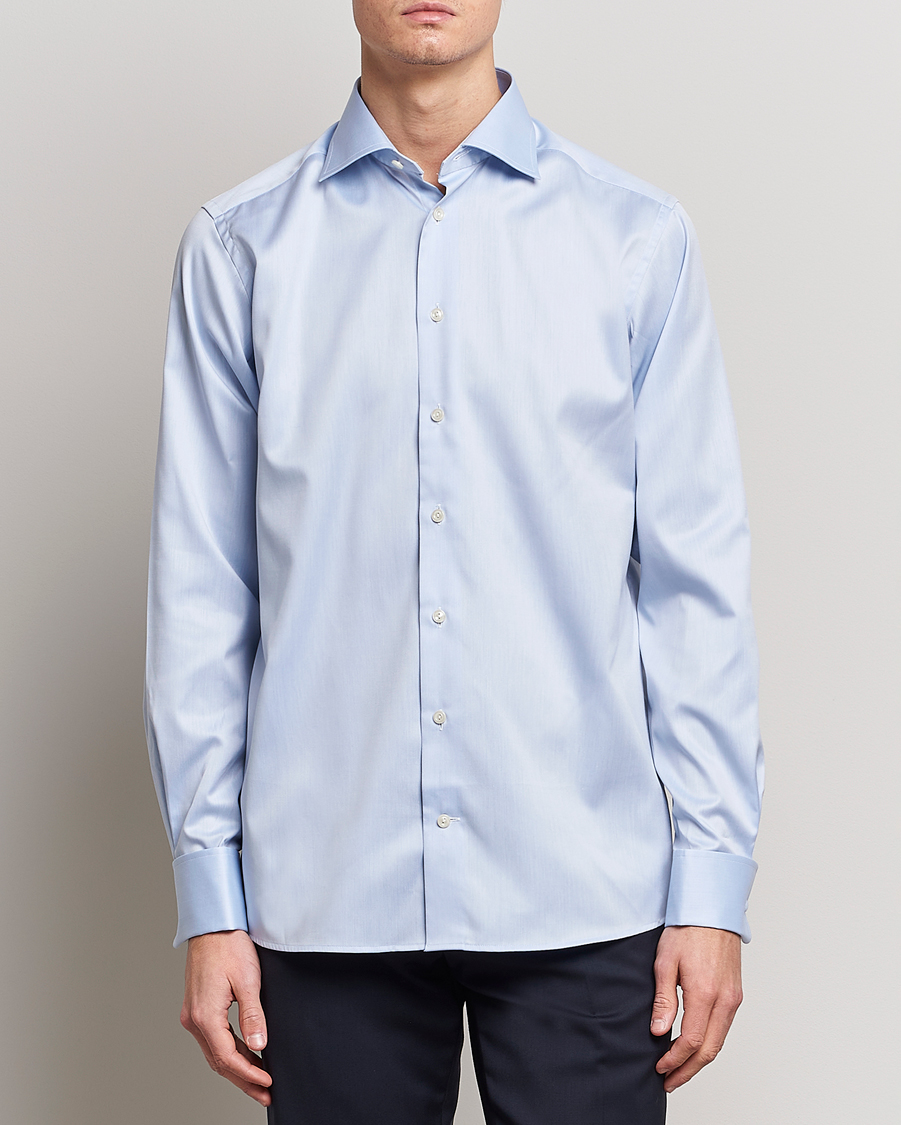 Herr | Festive | Eton | Contemporary Fit Shirt Double Cuff Blue