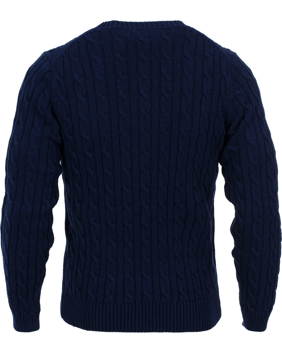 Herr | Tröjor | GANT | Natural Cable Cotton Crew Neck Dark Cobalt Blue