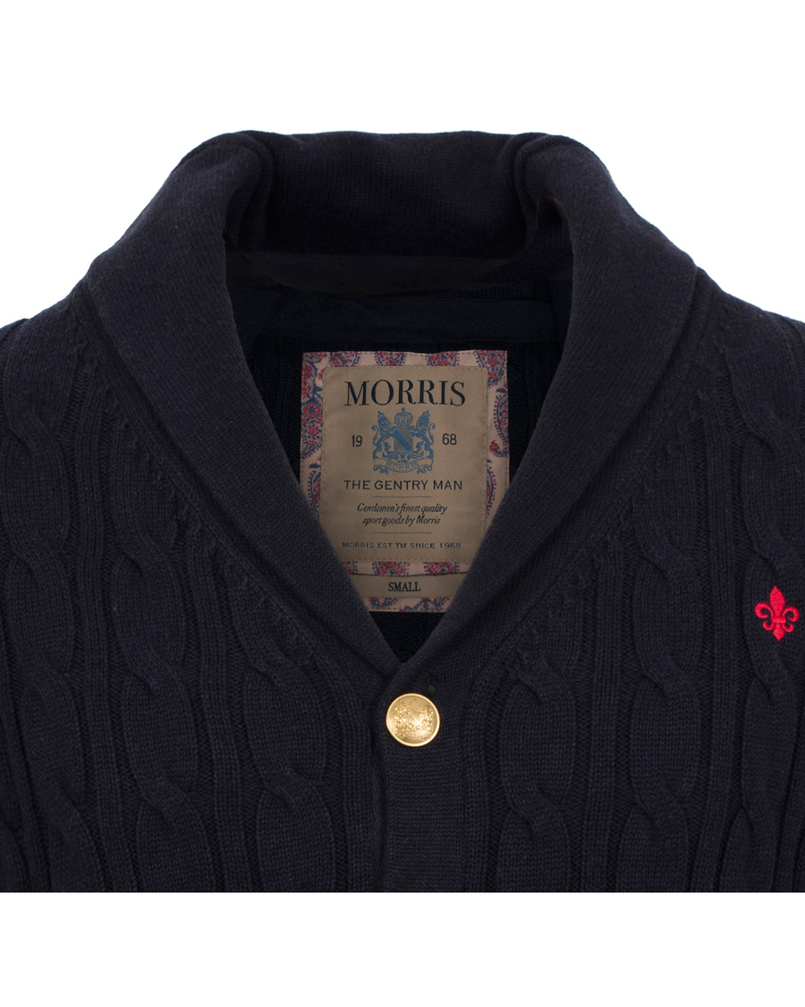 Herr | Tröjor | Morris | Dorset Cable Cardigan Old Blue