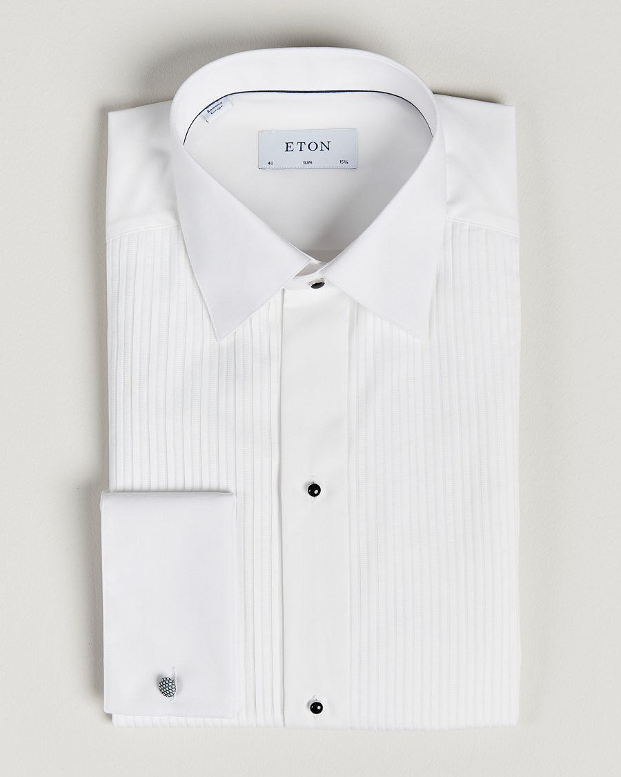 Herr | Skjortor | Eton | Slim Fit Tuxedo Shirt Black Ribbon White