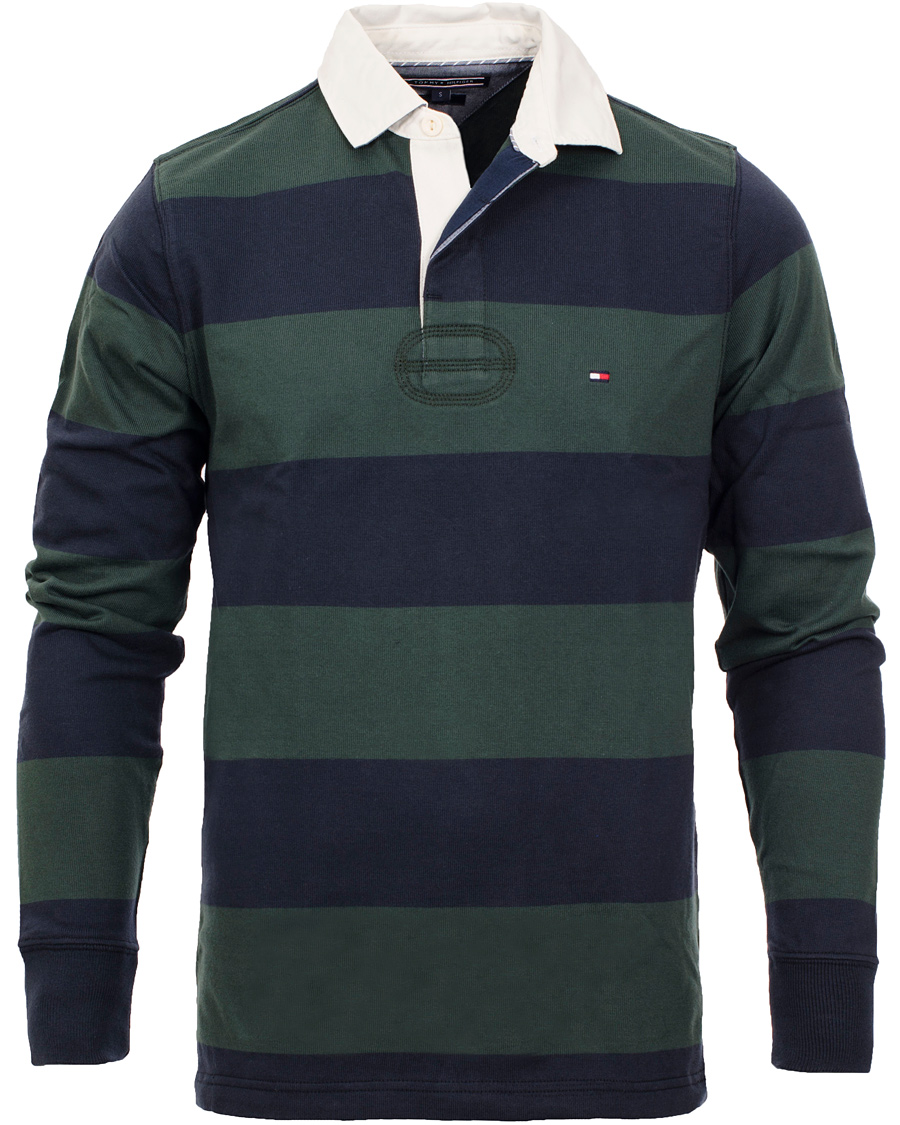 Herr | Tröjor | Tommy Hilfiger | Basic Rugby Block Stripe Vintage Fit Green