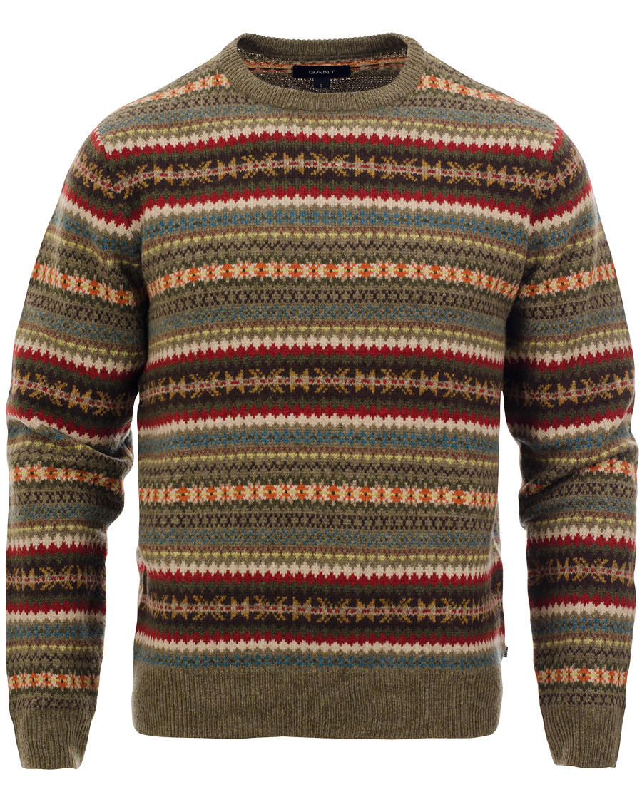 Herr | Tröjor | GANT | Lambswool Jaquard Crew Multicolor