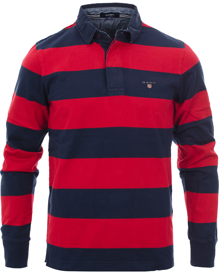 Herr | Tröjor | GANT | Barstripe Heavy Rugger Cranberry Red