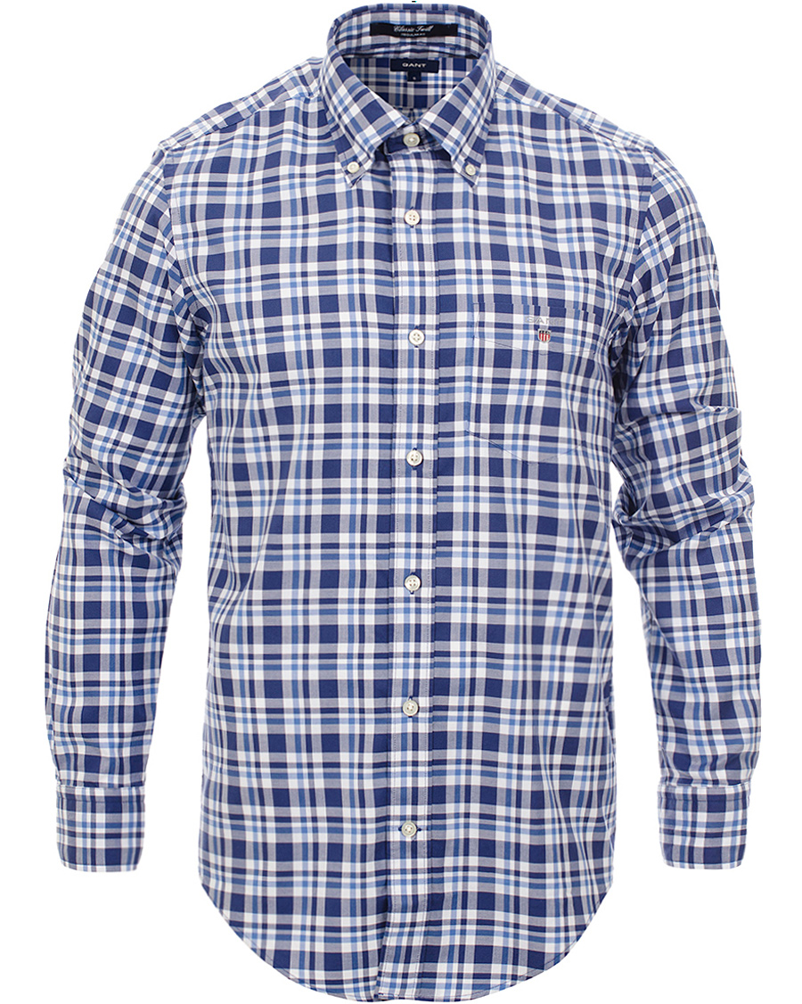 Herr | Skjortor | GANT | Classic Twill Check Regular Fit Shirt Bright Blue