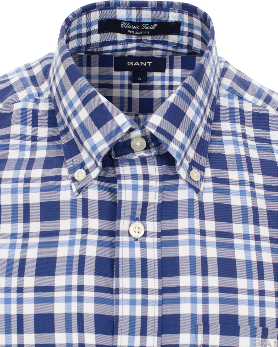 Herr | Skjortor | GANT | Classic Twill Check Regular Fit Shirt Bright Blue
