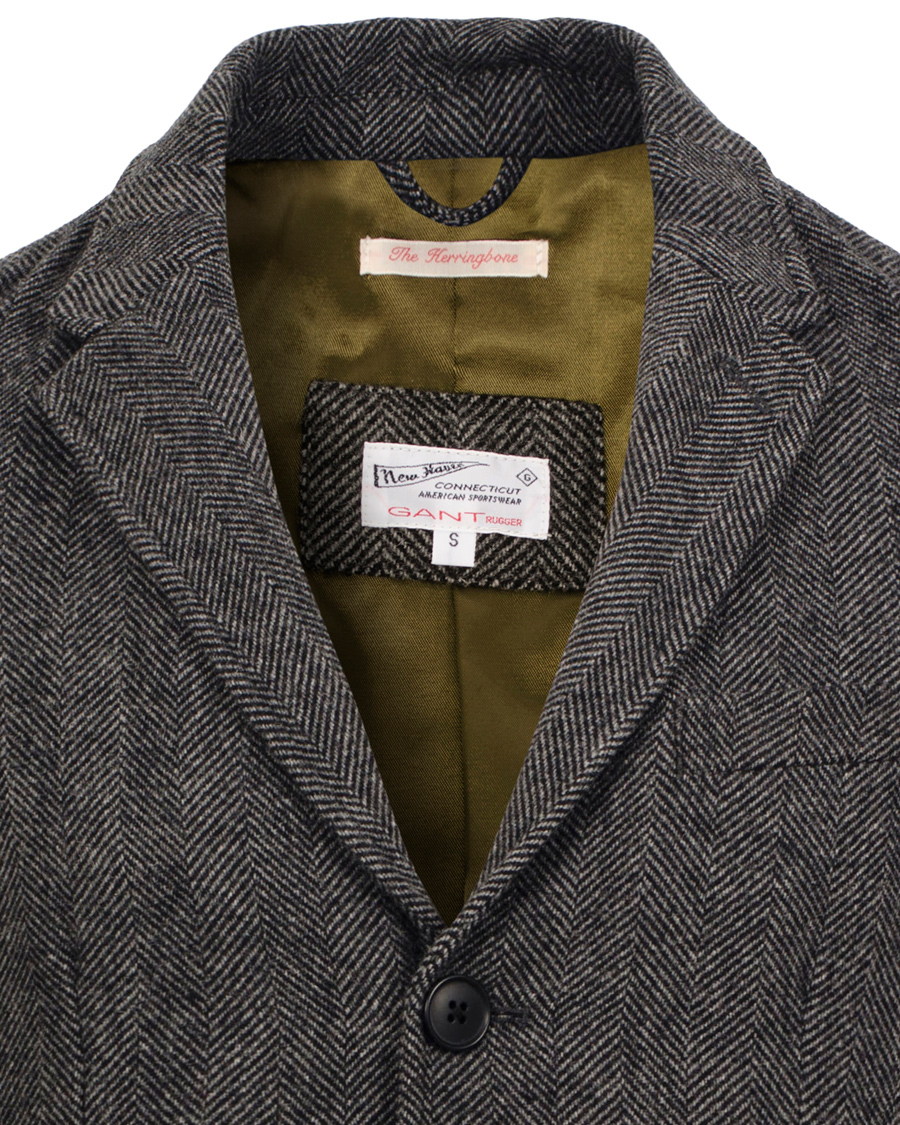 Herr | Jackor | GANT Rugger | The Herringbone Long Jacket Antracite Grey