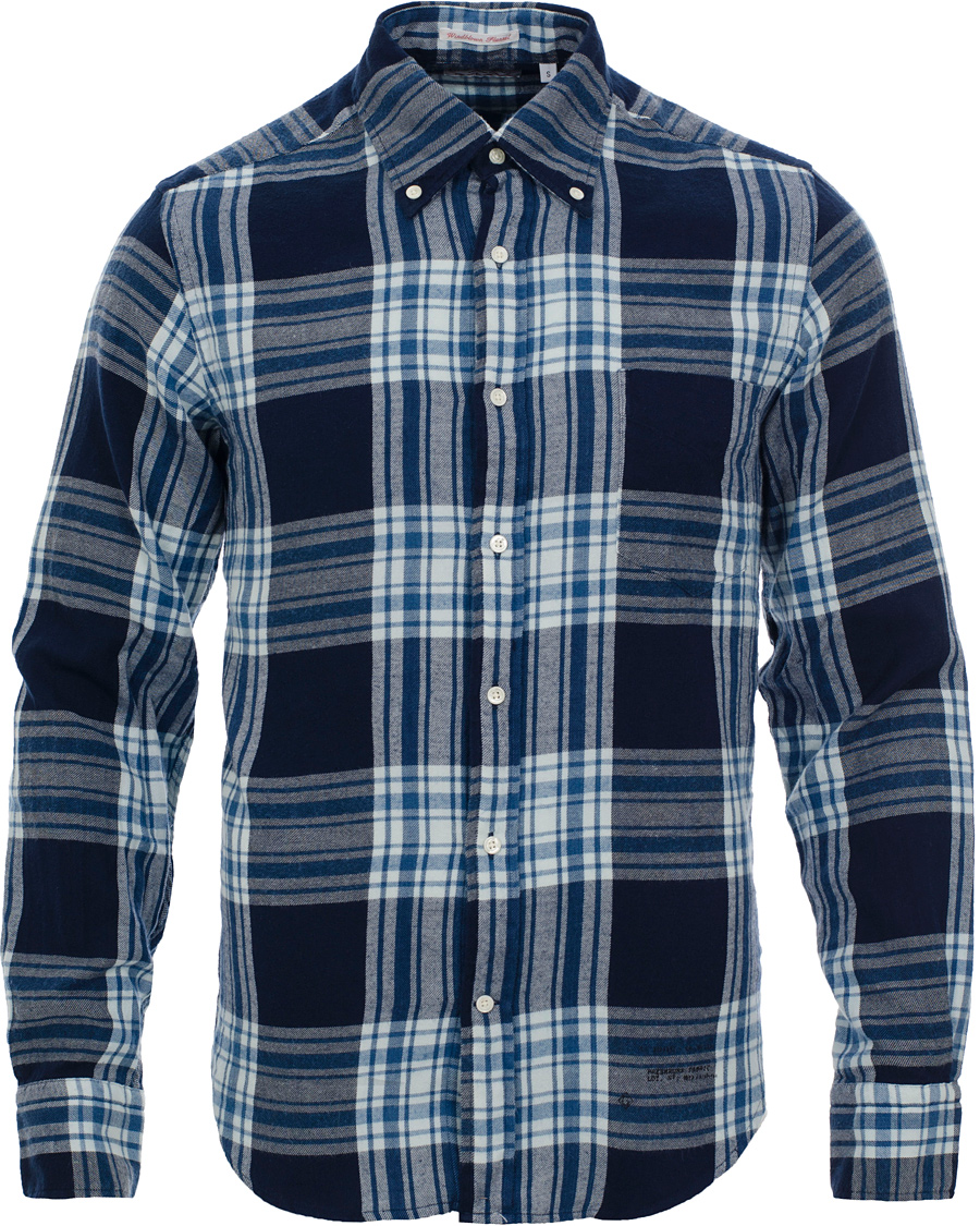 Herr | Skjortor | GANT Rugger | Windblown Flannel Easy Fit Button Down Shirt Thunder Blue