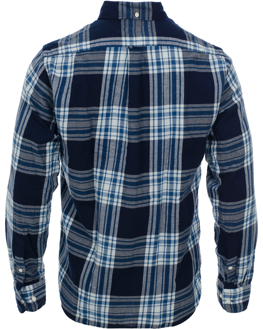 Herr | Skjortor | GANT Rugger | Windblown Flannel Easy Fit Button Down Shirt Thunder Blue