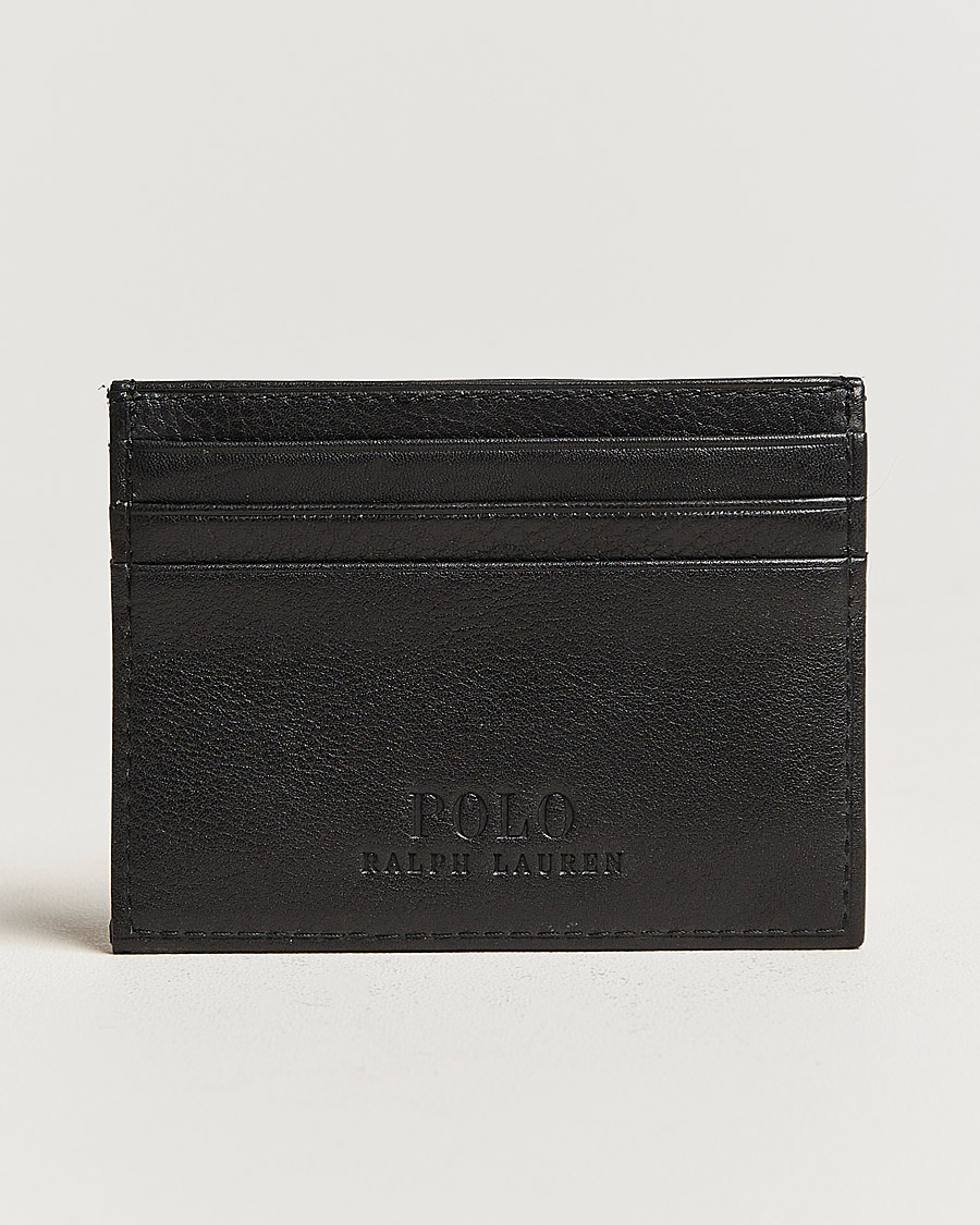 Herr | Polo Ralph Lauren Pebble Leather Slim Card Case Black | Polo Ralph Lauren | Pebble Leather Slim Card Case Black