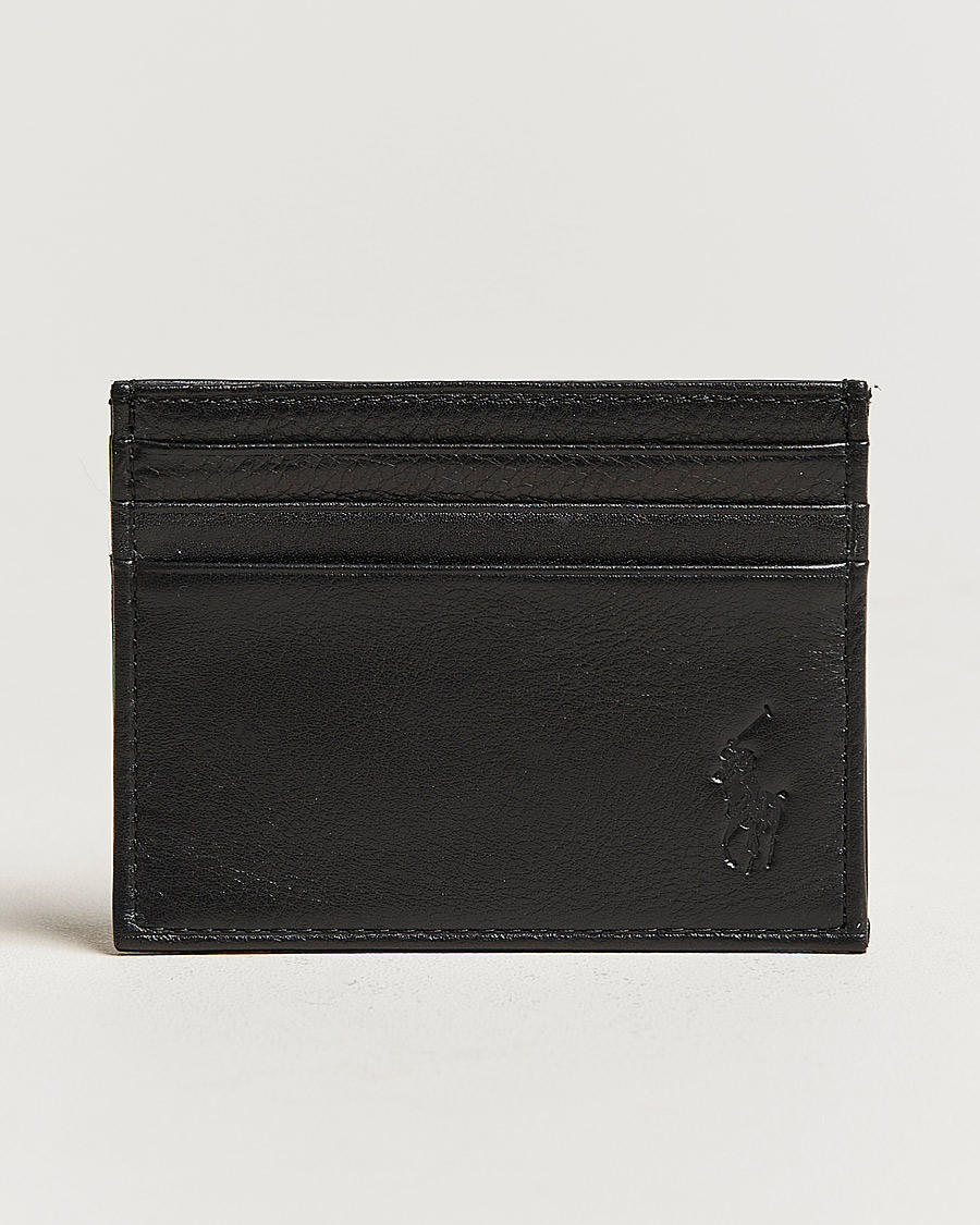 Herr | Polo Ralph Lauren Pebble Leather Slim Card Case Black | Polo Ralph Lauren | Pebble Leather Slim Card Case Black