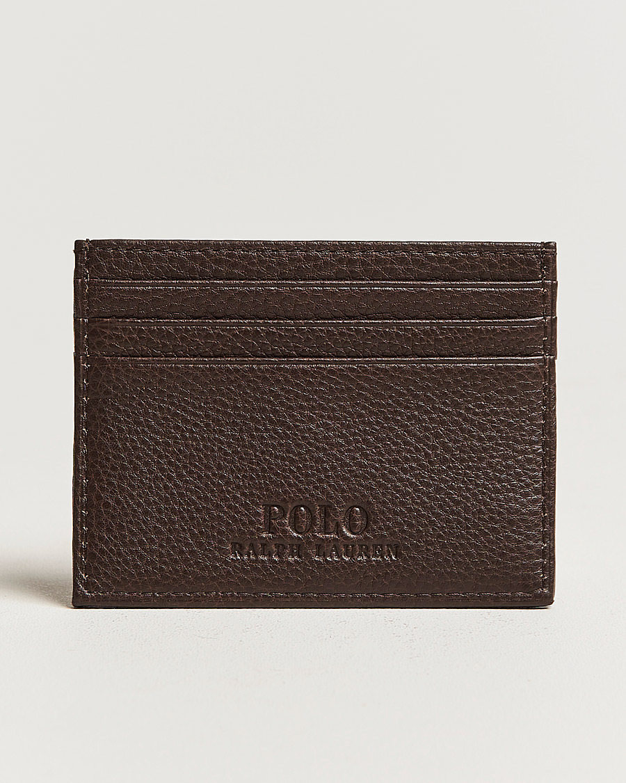 Herr | Polo Ralph Lauren Pebble Leather Slim Card Case Brown | Polo Ralph Lauren | Pebble Leather Slim Card Case Brown