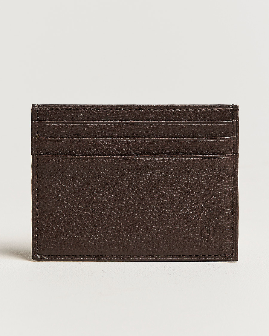Herr | Polo Ralph Lauren Pebble Leather Slim Card Case Brown | Polo Ralph Lauren | Pebble Leather Slim Card Case Brown