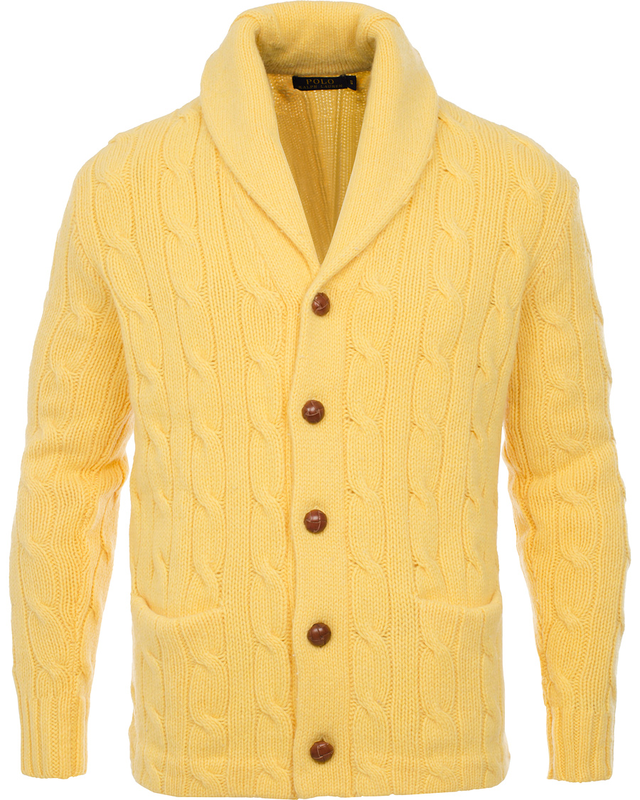 Herr | Tröjor | Polo Ralph Lauren | Cable Shawl Cardigan Bright Yellow