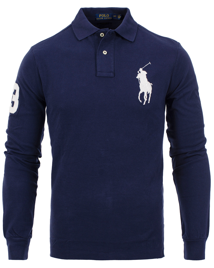 Herr | Tröjor | Polo Ralph Lauren | Custom Fit Big Pony Long Sleeve Piké Navy