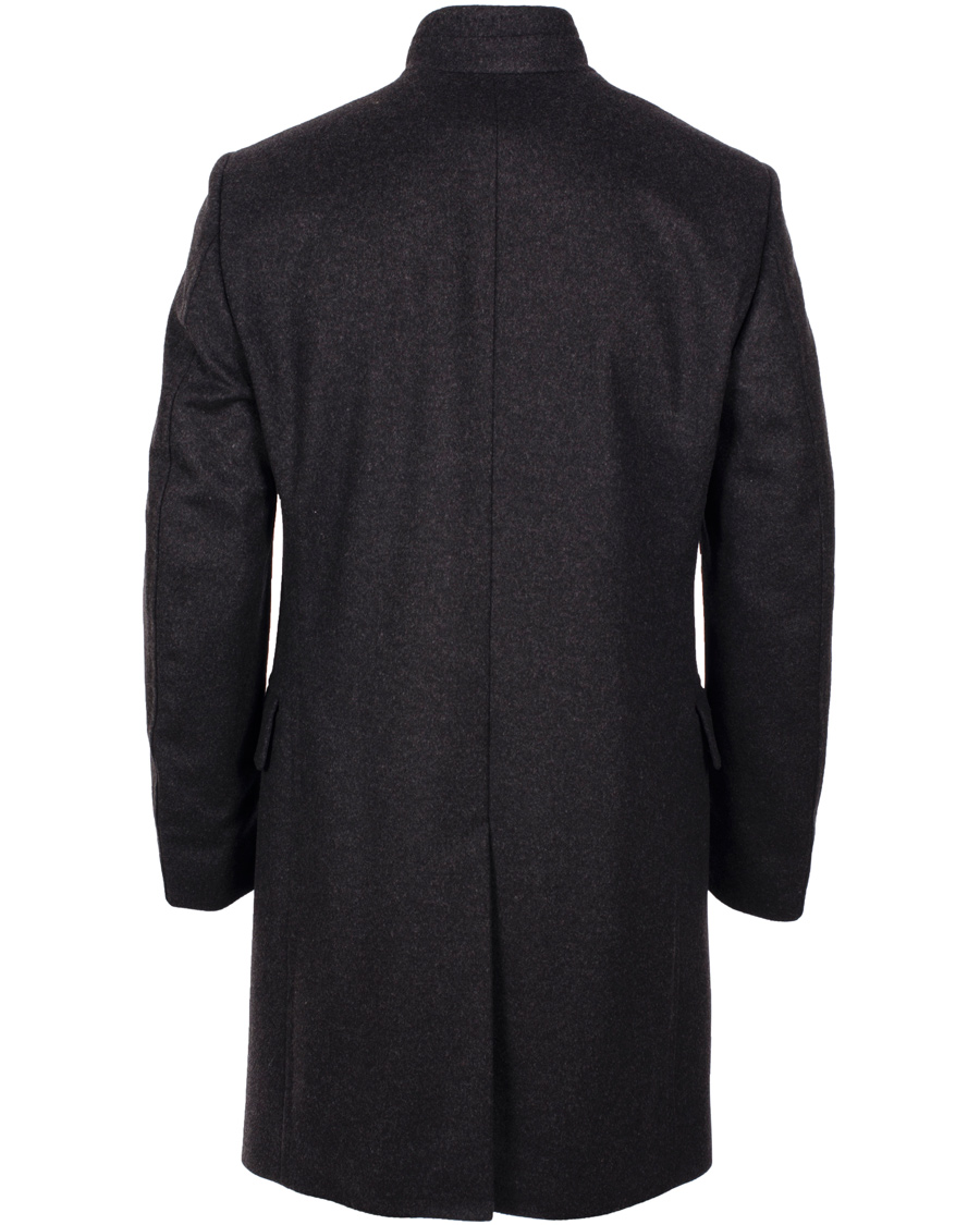BOSS The Sintrax 4 Wool Cashmere Stand Up Collar Coat Charcoal Grey hos Car