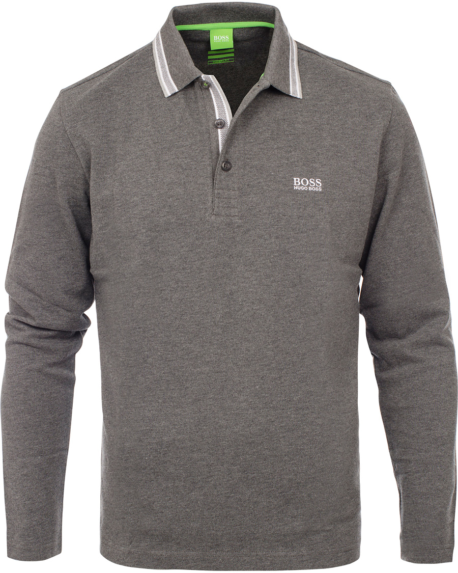 Herr | Tröjor | BOSS GREEN | BOSS Athleisure Plisy Long Sleeve Piké Medium Grey