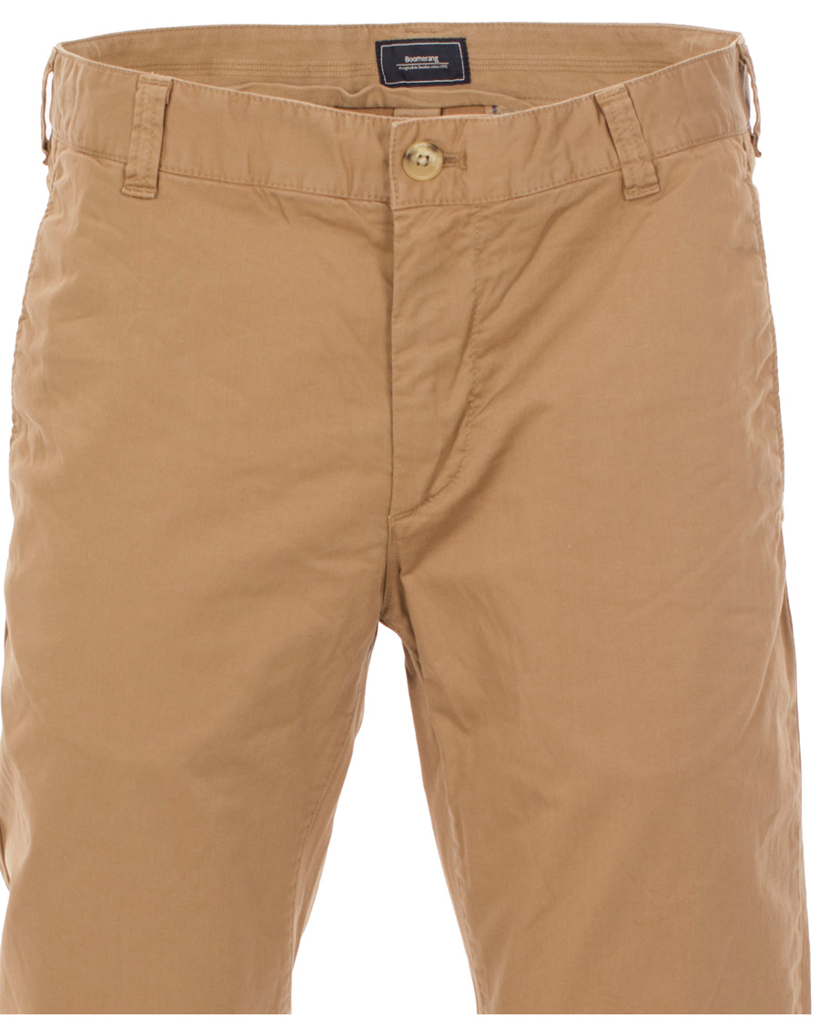 Herr | Byxor | Boomerang | Steve Satin Cotton Chinos Teak Brown