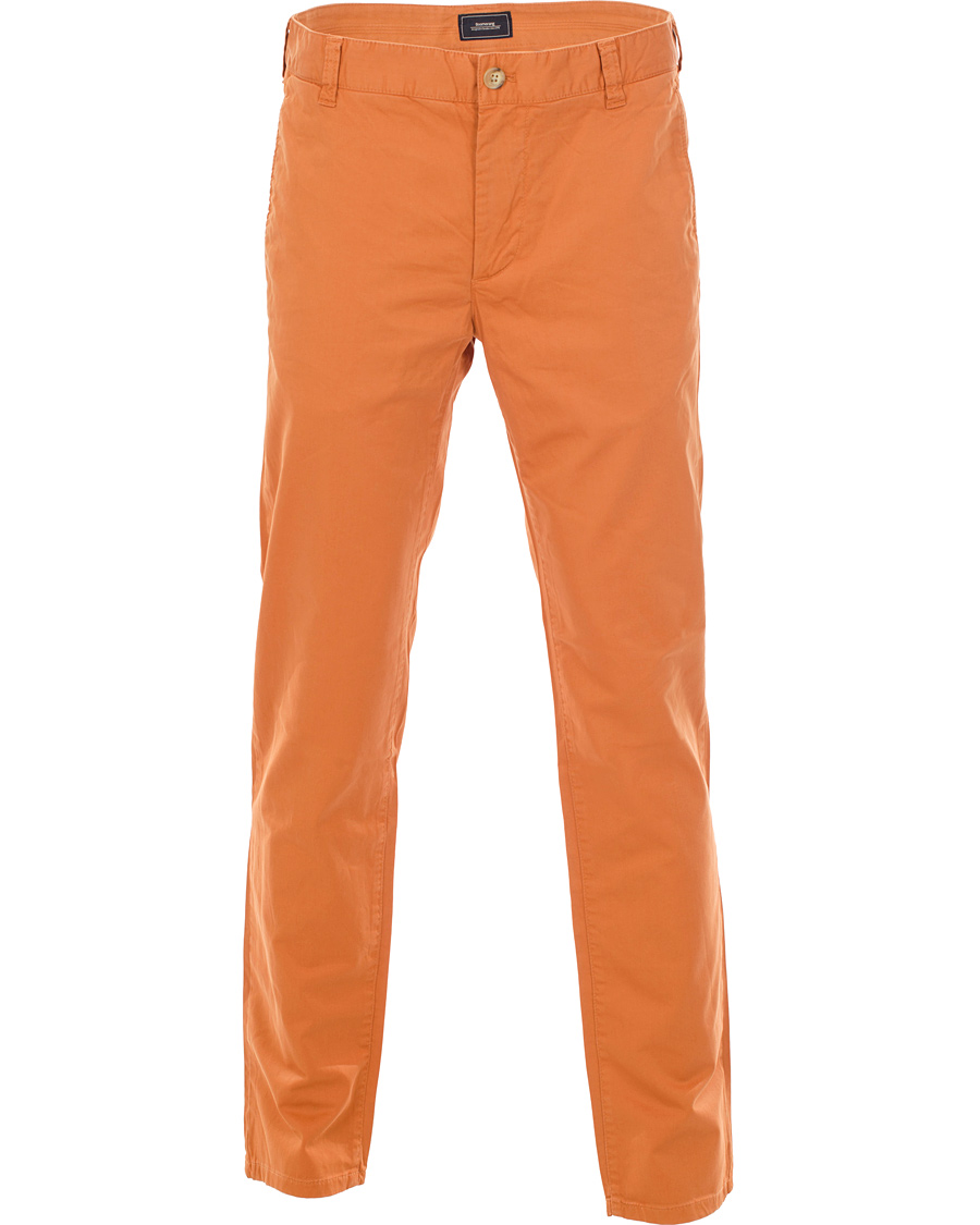 Herr | Byxor | Boomerang | Steve Satin Cotton Chinos Amber Orange
