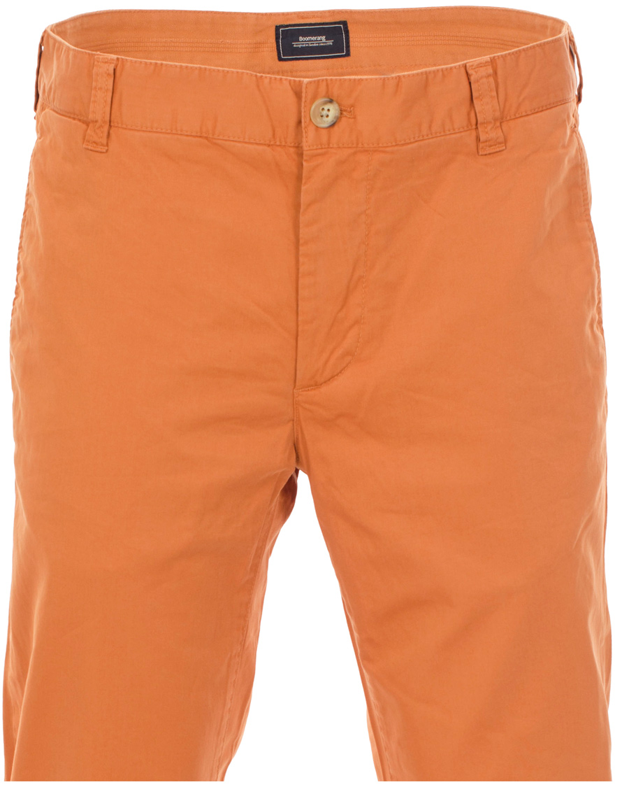 Herr | Byxor | Boomerang | Steve Satin Cotton Chinos Amber Orange