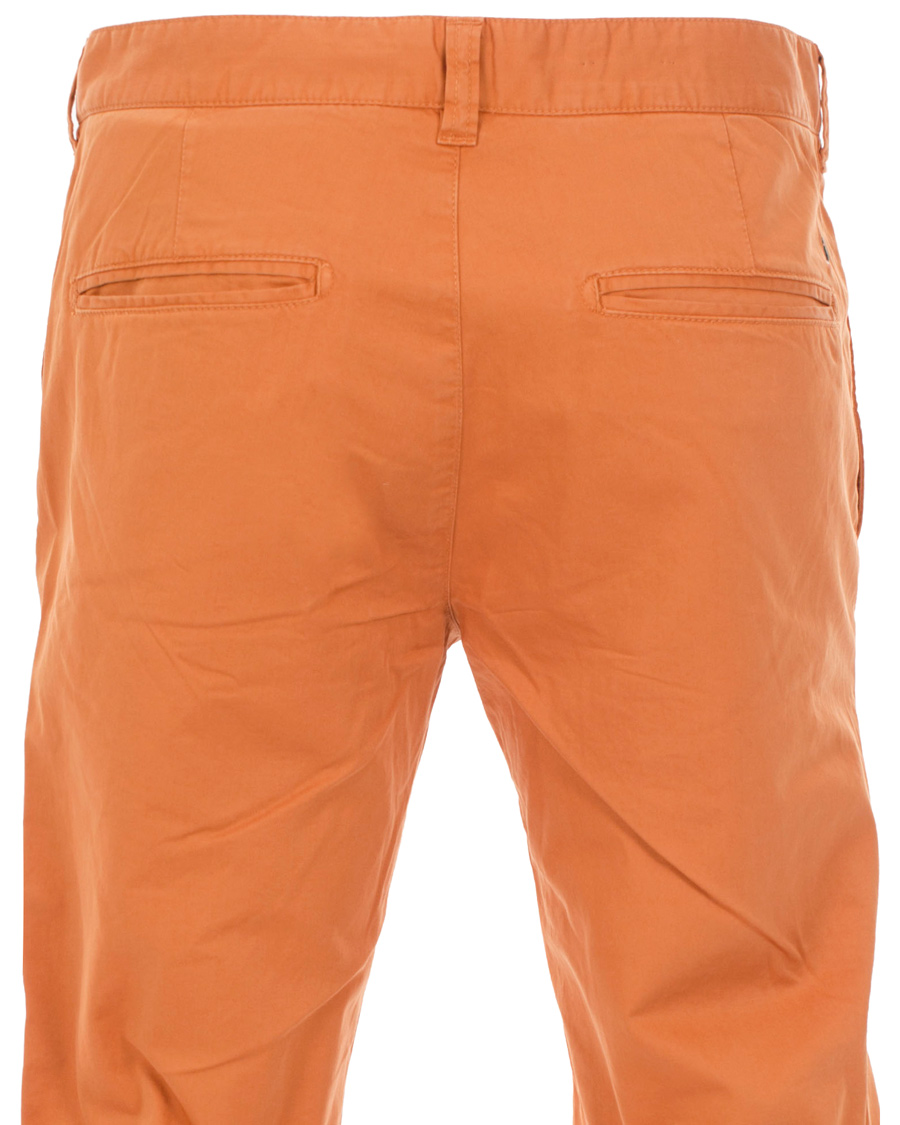 Herr | Byxor | Boomerang | Steve Satin Cotton Chinos Amber Orange